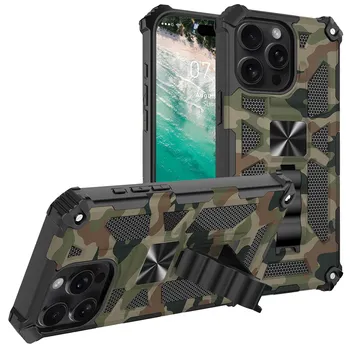 Гибридный прочный камуфляжный защитный чехол-держатель для iPhone 16 Pro Max 15 14 13 Plus Mini Kickstand Otter Case Box Stand Military Bumper Kickstand Case For iPhone 13