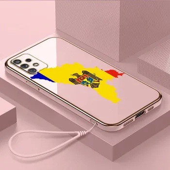 Роскошный чехол для телефона из ТПУ с ремешком для Samsung Galaxy A04 05s A13 A14 A24 A54 A34 Note20 S23 Ultra, чехлы A13 с флагом Молдовы Samsung Galaxy A01