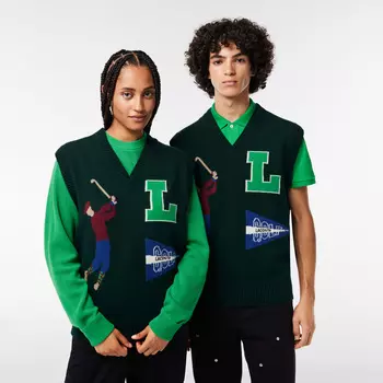 Шерстяной жилет Lacoste Unisex на пуговицах