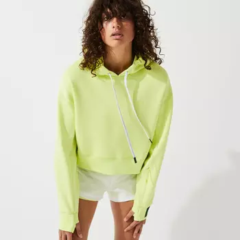 Женская укороченная толстовка Lacoste с капюшоном из смеси хлопка