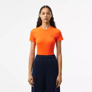 Женская футболка Lacoste Slim Fit из хлопка в рубчик