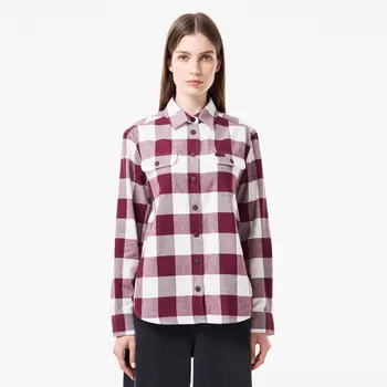 Женская хлопковая рубашка Lacoste в клетку