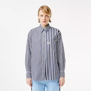 Женская рубашка Lacoste x Bandier из хлопкового поплина в полоску