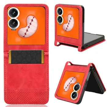Кожаный чехол для телефона Infinix Zero Flip Leather Case [Vintage Leather] Противоударный прочный ретро-чехол для телефона for Infinix Zero Flip чёрный