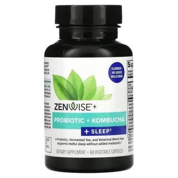Zenwise Health, Пробиотик, чайный гриб и снотворное, 60 растительных капсул