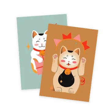 Открытка "Lucky Cat" blue