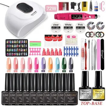 NailSet Лампа для ногтей Сушилка для ногтей с фрезой для ногтей Замачиваемый маникюрный набор Инструменты для украшения дизайна ногтей