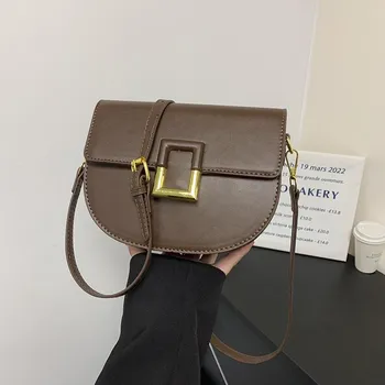 Fashion Women Saddle Bag Artificial Leather Handbags Shoulder Bag Small Flap Crossbody Bags for Women Messenger Bags Purse One Size белый