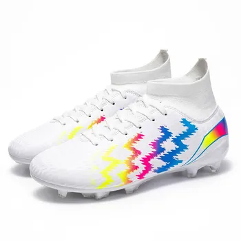 Fashion Men s Soccer Shoes TF/FG Non-Slip Turf Soccer Cleats Trend Design Shoes Comfortable High Top Sneaker High Quality Football Boots 38