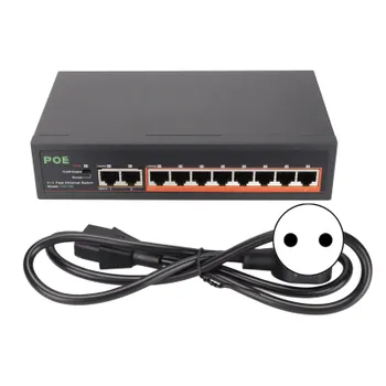 PoE-коммутатор 8 портов 10100 Мбит/с 90 Вт RJ45 адаптивный порт светодиодный индикатор алюминиевый сплав 8 портов PoE AU PLUG