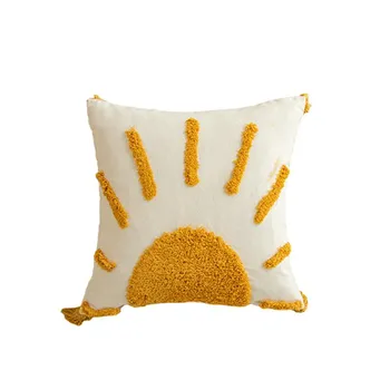 Чехол для подушки Boho Golden Sun с кисточками, тканый стеганый декоративный чехол для подушки, коричневый чехол для подушки 18x18 x2 шт. для дивана, спальни, гостиной 14X20 inch-2pcs