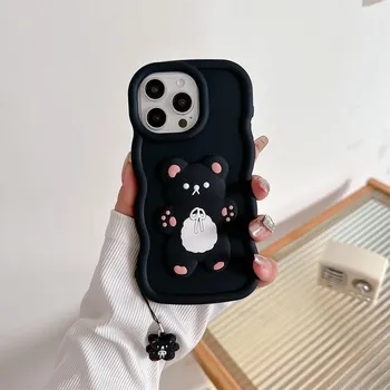 Чехол для телефона с 3D милым медвежонком и мягкими волнами для Honor Play 30 50 Plus Magic 5 6 Lite X9A X8A X7A X6A X6S X6 X7 X8 4G 5G 9X 8A Pro For Honor70Lite 5G синий