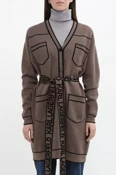 Кардиган хлопковый с карманами и поясом Karl Lagerfeld