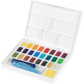Набор акварели Faber-Castell "Watercolours" 24 цв + кисть "Water Brush"+ съемная палитра, пластикова