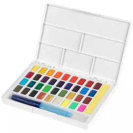 Набор акварели Faber-Castell "Watercolours" 36 цв + кисть "Water Brush"+ съемная палитра, пластикова