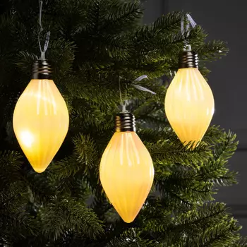 Набор елочных шаров "Снежное сияние", d=8 см, 3 LED, 3 шт, AG13x9, Т/БЕЛЫЙ