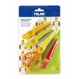 Набор фигурных ножниц MILAN "ZIGZAG" 16 см с 3 сменными насадками-лезвиями