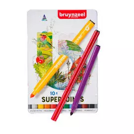 Набор фломастеров Bruynzeel Kids "Superpoint" 10 цв в металлической коробке
