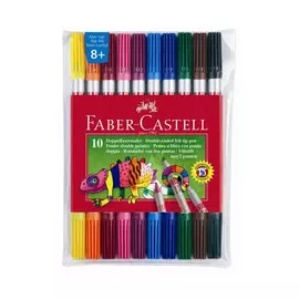 Набор фломастеров Faber-castell 10 цв двухсторонние в футляре