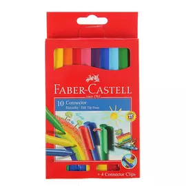 Набор фломастеров Faber-castell "Connector" 10 цв с клипом в картоне