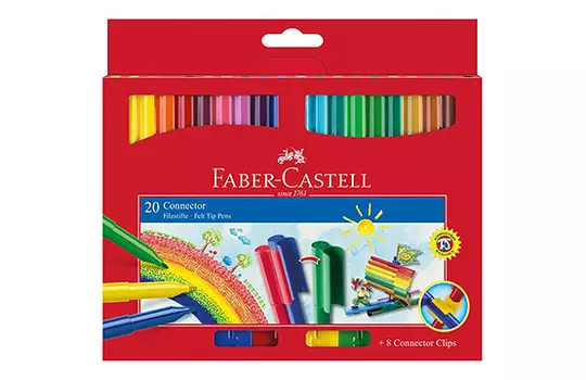 Набор фломастеров Faber-castell "Connector" 20 цв с клипом в картоне