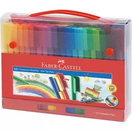 Набор фломастеров Faber-castell "Connector" 60 цв, смываемые, соединяемые колпачки, пластик упаковка