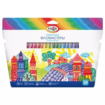 Набор фломастеров Гамма "Классические", 24 цв., смываемые, картон. упак., европодвес
