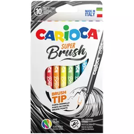 Набор фломастеров-кисть Carioca "Super Brush" 10 цв, смываемые, картон, европодвес