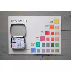 Набор акварели "JJ Watercolor" Bright 6 цв. в кюветах, металлическая коробка