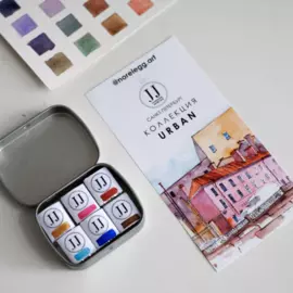 Набор акварели "JJ Watercolor" Коллекция URBAN "Saint Petersburg" 6 цв. в кюветах, металлическая кор