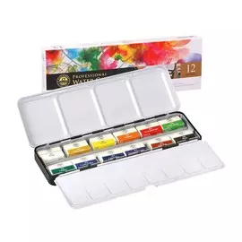 Набор акварели Mungyo "Gallery" 12 цв кюветы в металлической коробке