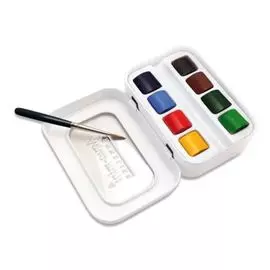 Набор акварели Sennelier "Artists"Aqua-mini в полукюветах 8 цв + 1 кисть , металл