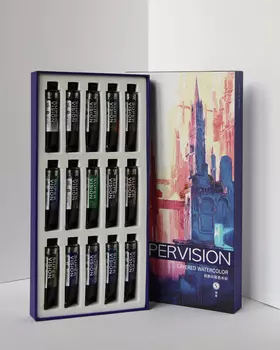 Набор акварели Super Vision с грануляцией "Layered" 15 цв*15 мл туба в картонной коробке