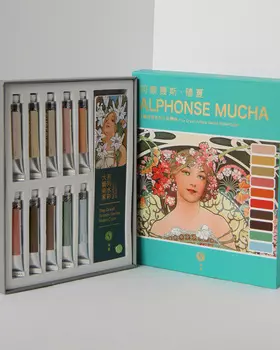 Набор акварели традиционной китайской Super Vision "Alphonse Mucha" 10 цв*8 мл туба, картон + цветов