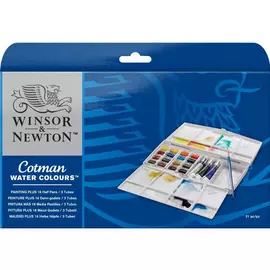 Набор акварели Winsor&Newton "Cotman" 16 мал кювет + 3 тюб*8 мл + кисть в пласт кор