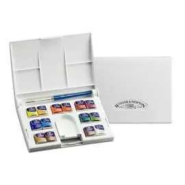 Набор акварели Winsor&Newton "Professional" 14 мал кювет + кисть в пластик кор
