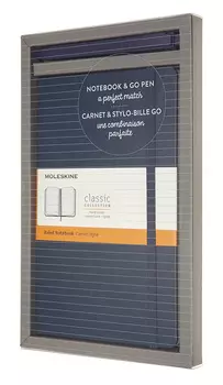 Набор блокнот/ручка Moleskine "Go Pen" блокнот в линейку Classic, синий