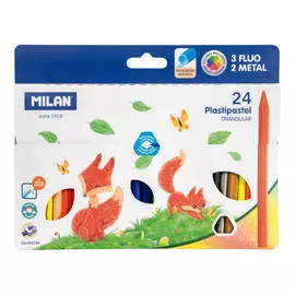 Набор цветных карандашей MILAN "Plastipastel" 24 цв, пластиковые трехгранные
