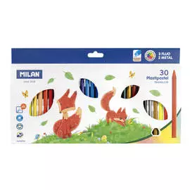 Набор цветных карандашей MILAN "Plastipastel" 30 цв, пластиковые трехгранные