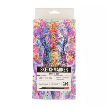 Набор цветных линеров Sketchmarker "Artist Fine Pen" 24 Studio цвета в картонной упаковке