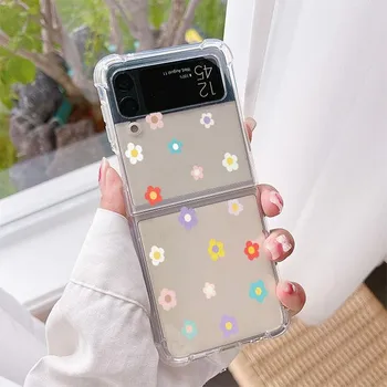Роскошный чехол Flower Little Dinosaur для Samsung Galaxy Z Flip 3 4 5G Funda Z Flip3 Clear PC Hard Противоударный чехол для телефона Samsung Z Flip4 5G