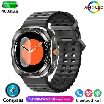Новые умные часы 7 Ultra Men AMOLED экран многофункциональный спортивный фитнес-трекер здоровье женские умные часы для Samsung iPhone чёрный