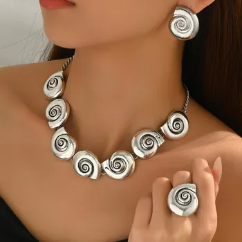 Wind jewelry set, niche conch thread design necklace, versatile earrings, high-end women s hand jewelry