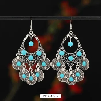 Bohemian earrings women s niche design coin fringed earrings retro temperament long earrings