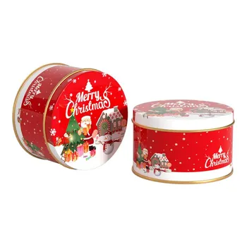 жестяная коробка, рождественская коробка для конфет, коробка для хранения, жестяная коробка, круглая подарочная коробка, коробка для печенья, рождественский подарок
