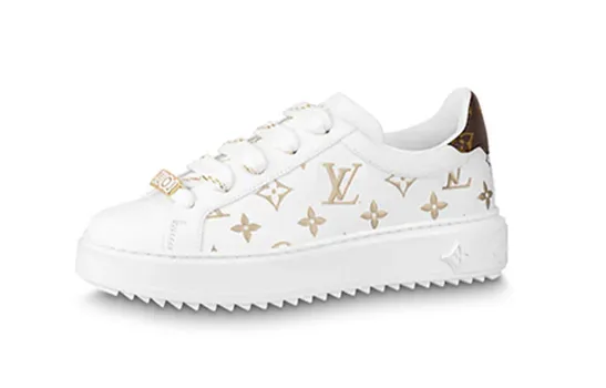 Кроссовки LOUIS VUITTON Time Out Debossed Monogram Leather White Gold Women's