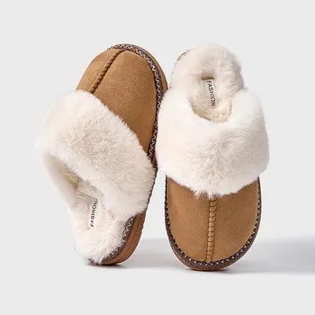 Winter Cotton Slippers for Women Non-Slip Indoor Outdoor Plush Home Shoes Warm House Slippers 36-37