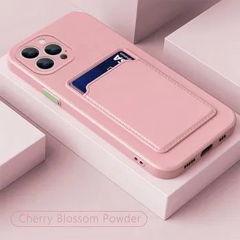 Модный однотонный чехол для телефона с отделением для карт памяти для iPhone 16 Pro 15 14 Pro Max 12 13 12 11 Pro XS XR 8 7 противоударный чехол на заднюю панель iPhone 13 Pro Max темно-синий