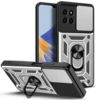 Защитный чехол для камеры для Honor X6A X5 Plus X7A X8A X6S X8 X9 X7 X6 Honor 90 90 Lite 70 50 Броня Гибридный металлический кольцевой чехол Fundas For Honor X6A 4G чёрный