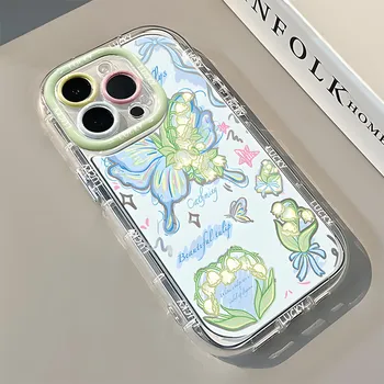 Чехлы для мобильных телефонов iPhone 11 13 XR 15 Pro Max 12 14 Pro Max чехол для iPhone 16 7 Plus 8 Plus XS Max Мультяшный узор Защита от падений Ударопрочный iPhone 6&6s зелёный